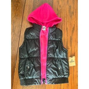 NWT Girl's Magellan Pink/Black Puffer Vest w/ Cheetah Pattern | Size M (8-10)